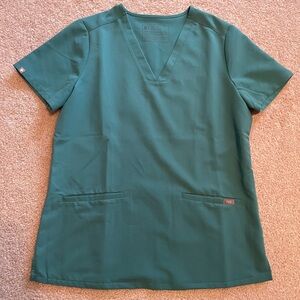 FIGS Technical Collection Two Pocket Scrub Top Cactus Green